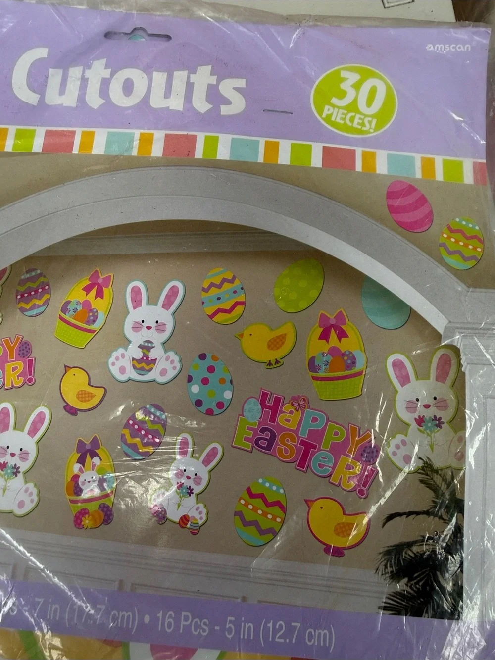 Amscan Easter Cutouts Pack - Purple, Yellow, Pink, Green super cute festive 60 p
